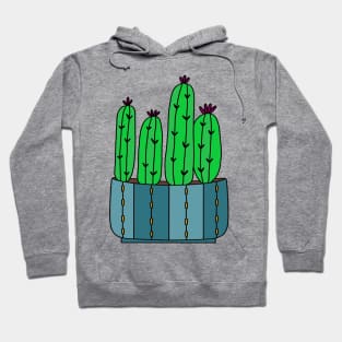 Cute Cactus Design #118: Cacti Group With Magenta Flowers Hoodie